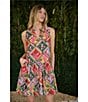 Sugarlips Tropical Loly Trapeze Printed Split Neck Sleeveless Mini Shift Dress - Image 4