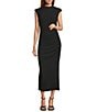 Sugarlips True Clover Bubble Mock Neck Sleeveless Bodycon Midi Dress, Color:Black - Image 1