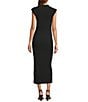 Sugarlips True Clover Bubble Mock Neck Sleeveless Bodycon Midi Dress, Color:Black - Image 2