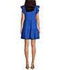 Color:Blue - Image 2 - V-Neck Flutter Cap Sleeve Tiered Babydoll Mini Dress