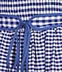 Sugarlips Vanna Checker Sally Scoop Neck Gingham Print Smocked Tassel Belt Tiered Ruffle Maxi Dress, Color:Blue/White - Image 3