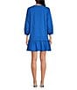 Sugarlips Velma Poplin Split V-Neck 3/4 Sleeve Ruffle Hem Mini Dress