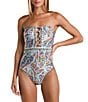Color:Multi - Image 2 - Glam Paisley Sweetheart Neck Tummy Control One Piece Swimsuit