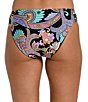 Color:Multi - Image 2 - Paisley Patchwork Reversible Paisley Print to Solid Black Shirred Tab Hipter Swim Bottom