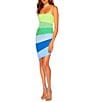 Color:Oasis - Image 1 - Color Block Stripe Square Neck Sleeveless Dress