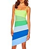 Color:Oasis - Image 3 - Color Block Stripe Square Neck Sleeveless Dress