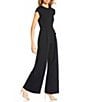 Susana Monaco Crew Neckline Short Sleeve Jumpsuit, Color:Black - Image 3