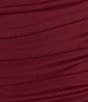 Color:Beaujolais - Image 3 - Gathered Crew Neck Long Sleeve Side Slit Midi Dress