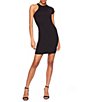 Color:Black - Image 1 - Knit One Shoulder Short Sleeve Bodycon Mini Dress