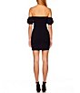 Color:Black - Image 2 - Off-the-Shoulder Puffed Short Sleeve Bodycon Mini Dress