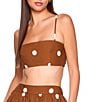 Susana Monaco Poplin Polka Dot Square Neck Sleeveless Crop Top - Image 1