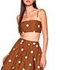 Susana Monaco Poplin Polka Dot Square Neck Sleeveless Crop Top - Image 4