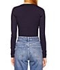 Color:Midnight - Image 2 - Sexy Signature Stretch Knit V-Neck Long Sleeve Fitted Shirt