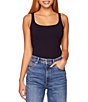 Color:Midnight - Image 1 - Signature Stretch Scoop Neck Sleeveless Spaghetti Strap Fitted Knit Tank Top