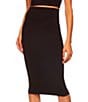 Color:Black - Image 3 - Signature Stretch Knit Slim High Waisted Pencil Skirt