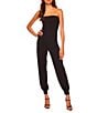 Color:Black - Image 1 - Signature Stretch Knit Strapless Cuffed Ankle Jumpsuit