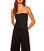 Susana Monaco Signature Stretch Strapless Flare Hem Cropped Jumpsuit, Color:Black - Image 3