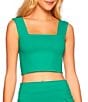 Color:Nettle - Image 1 - Signature Stretch Wide Strap Square Neck Sleeveless Coordinating Crop Top