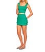 Color:Nettle - Image 3 - Signature Stretch Wide Strap Square Neck Sleeveless Coordinating Crop Top