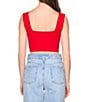Susana Monaco Signature Stretch Wide Strap Square Neck Sleeveless Coordinating Crop Top, Color:Perfect Red - Image 2