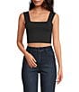 Susana Monaco Signature Stretch Wide Strap Square Neck Sleeveless Coordinating Crop Top - Image 1