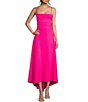 Color:Pink Gold - Image 1 - Square Neck Cut Out Open Back Detail Sleeveless High-Low Midi Dress