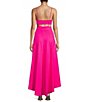 Color:Pink Gold - Image 2 - Square Neck Cut Out Open Back Detail Sleeveless High-Low Midi Dress