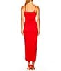 Color:Perfect Red - Image 2 - Square Neckline Ruched Side Slit Maxi Dress