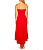 Color:Perfect Red - Image 2 - Strapless High-Low Hem Knit A-Line Dress