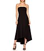 Color:Black - Image 1 - Strapless High-Low Hem Knit A-Line Dress