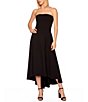 Color:Black - Image 3 - Strapless High-Low Hem Knit A-Line Dress