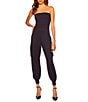 Color:Midnight - Image 1 - Strapless Tube Cargo Jumpsuit