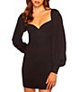 Color:Black - Image 3 - Sweetheart Neck Long Puffed Sleeve Mini Dress