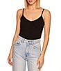 Color:Black - Image 1 - Very V-Neck Sleeveless Spaghetti Strap Fitted Top