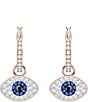 Color:Rose/Multi - Image 2 - 2-In-1 Duo Evil Eye Crystal Hoop Drop Earrings