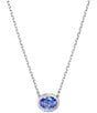 Color:Silver/Blue - Image 1 - Constella Oval Cut Short Crystal Pendant Necklace