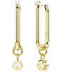 Swarovski Constella Round Cut Linear Earrings, Color:White/Gold - Image 3
