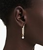 Swarovski Constella Round Cut Linear Earrings, Color:White/Gold - Image 4