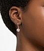 Color:Rose Gold - Image 4 - Constella Round Cut Crystal Huggie Drop Earrings