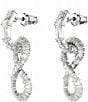 Color:Silver - Image 3 - Crystal Hyperbola Infinity Silver Drop Earrings