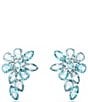 Color:Blue/Silver - Image 1 - Gema Collection Blue Flower Mixed Crystal Cut Stud Earrings