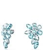 Color:Blue/Silver - Image 2 - Gema Collection Blue Flower Mixed Crystal Cut Stud Earrings