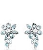 Color:Blue/Silver - Image 4 - Gema Collection Blue Flower Mixed Crystal Cut Stud Earrings