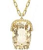 Color:Gold - Image 1 - Harmonia Cushion Cut Crystal Long Pendant Necklace