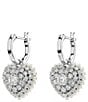 Color:Silver - Image 3 - Hyperbola Pearl Heart Crystal Drop Earrings