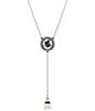 Color:Silver/Black - Image 1 - Iconic Swan Pendant Pearl Y Necklace