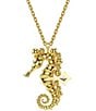 Color:Gold - Image 4 - Idyllia Crystal and Pearl Seahorse Short Pendant Necklace
