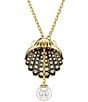 Color:Gold - Image 1 - Idyllia Crystal and Pearl Shell Short Pendant Necklace