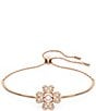 Color:Rose Gold - Image 1 - Idyllia Crystal Clover Adjustable Slider Bracelet