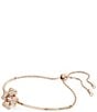 Color:Rose Gold - Image 2 - Idyllia Crystal Clover Adjustable Slider Bracelet